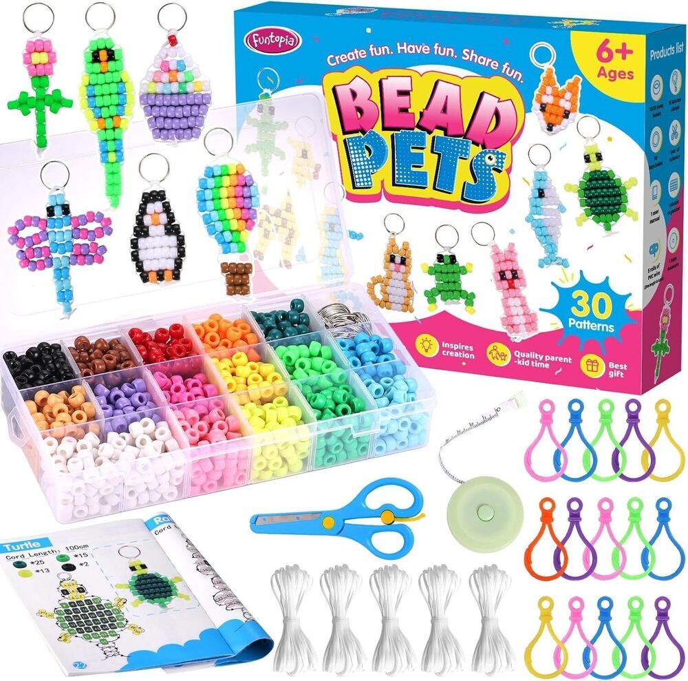 6248 3mm Seed Beads and Pony Beads Keychain Making Kit